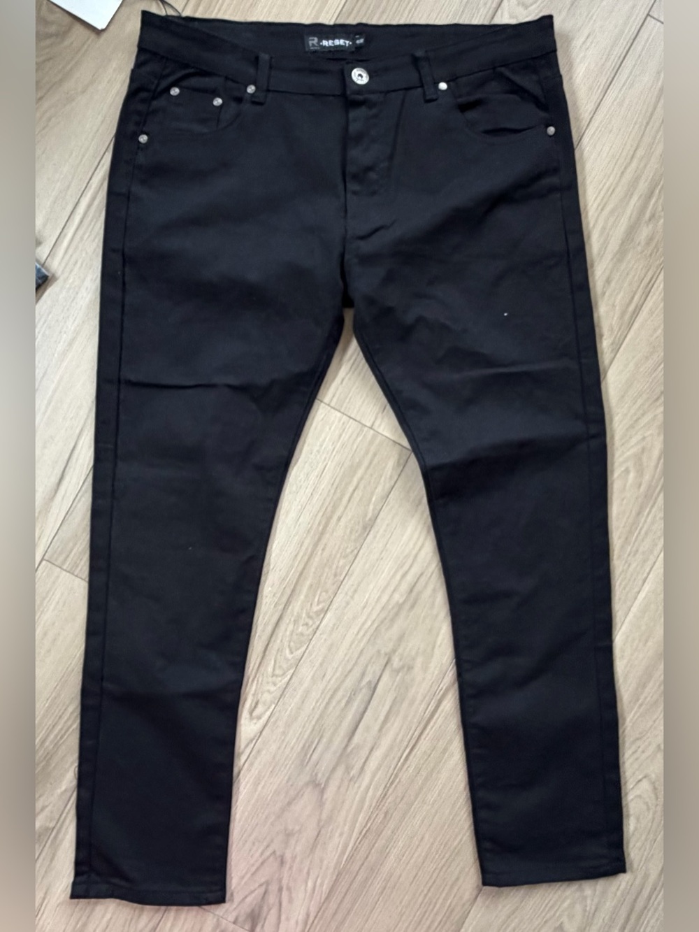 RESET Men's Black Straight Leg Denim Stretch Jeans 40x32(31) $56 Retail